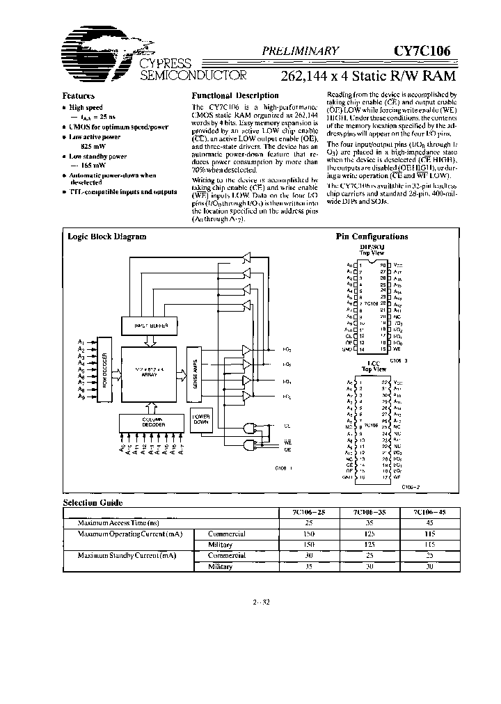 CY7C106-45LC_6719520.PDF Datasheet