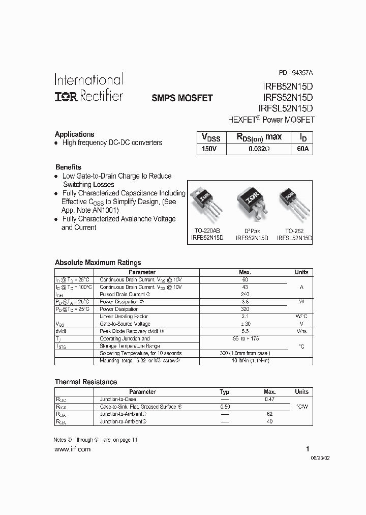 IRFB52N15D_6762121.PDF Datasheet