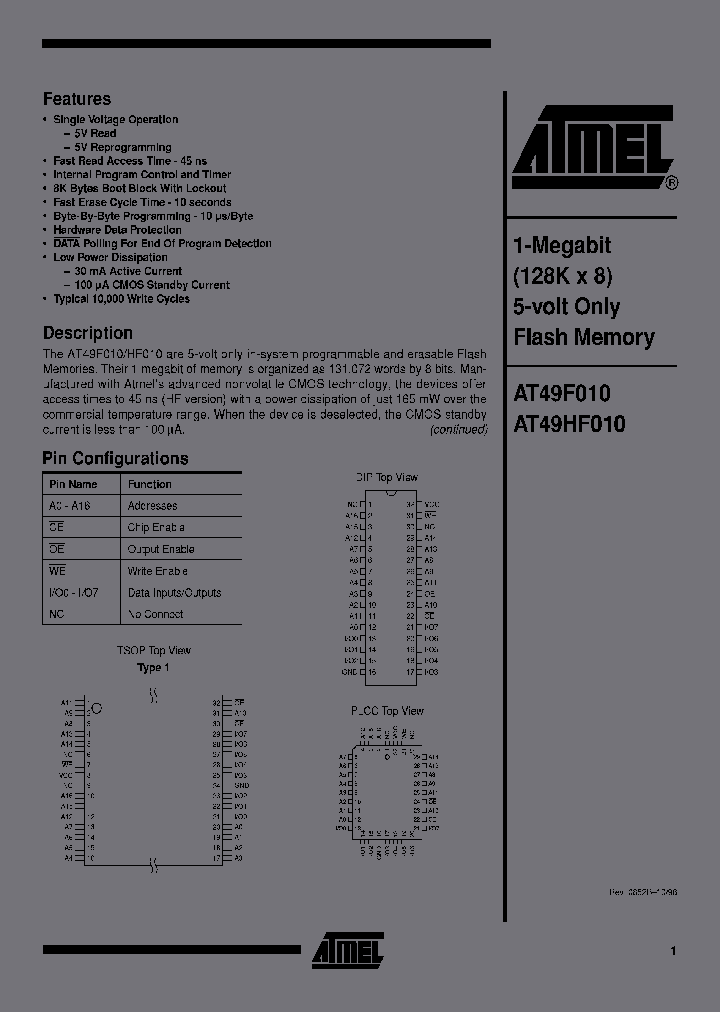 AT49HF010-70PI_6764823.PDF Datasheet