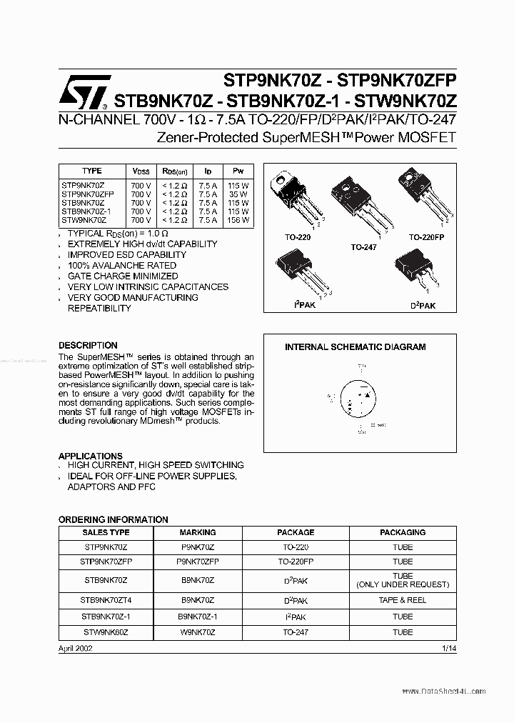 STP9NK70Z_6944013.PDF Datasheet