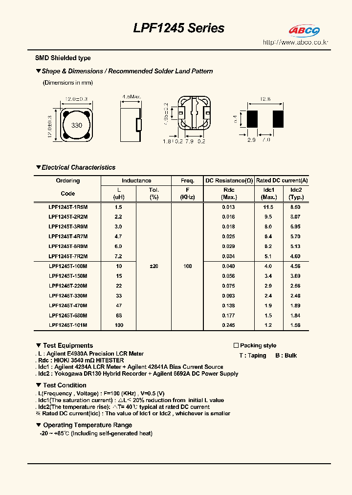 LPF1245T-100M_6947004.PDF Datasheet