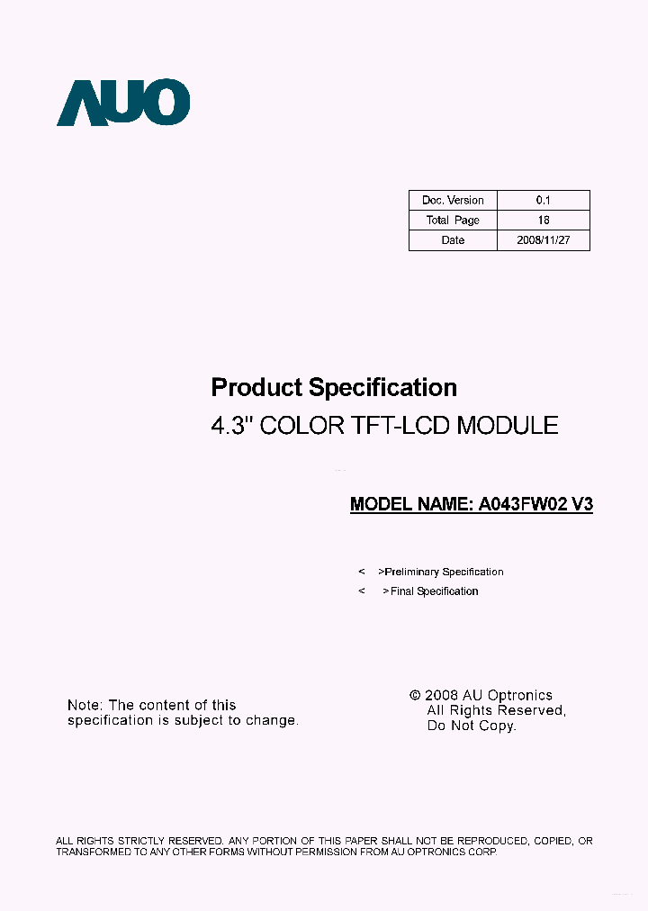 A043FW02V3_6947645.PDF Datasheet