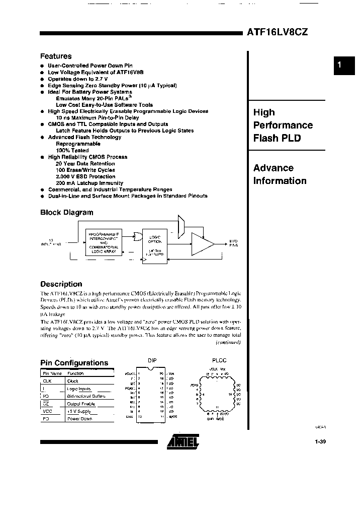 ATF16LV8CZ-15PI_6817366.PDF Datasheet