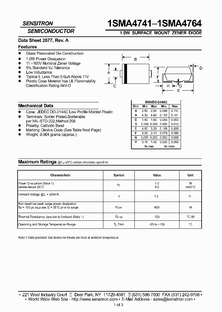 SENSITRONSEMICONDUCTOR-1SMA4749-GT3_6816112.PDF Datasheet