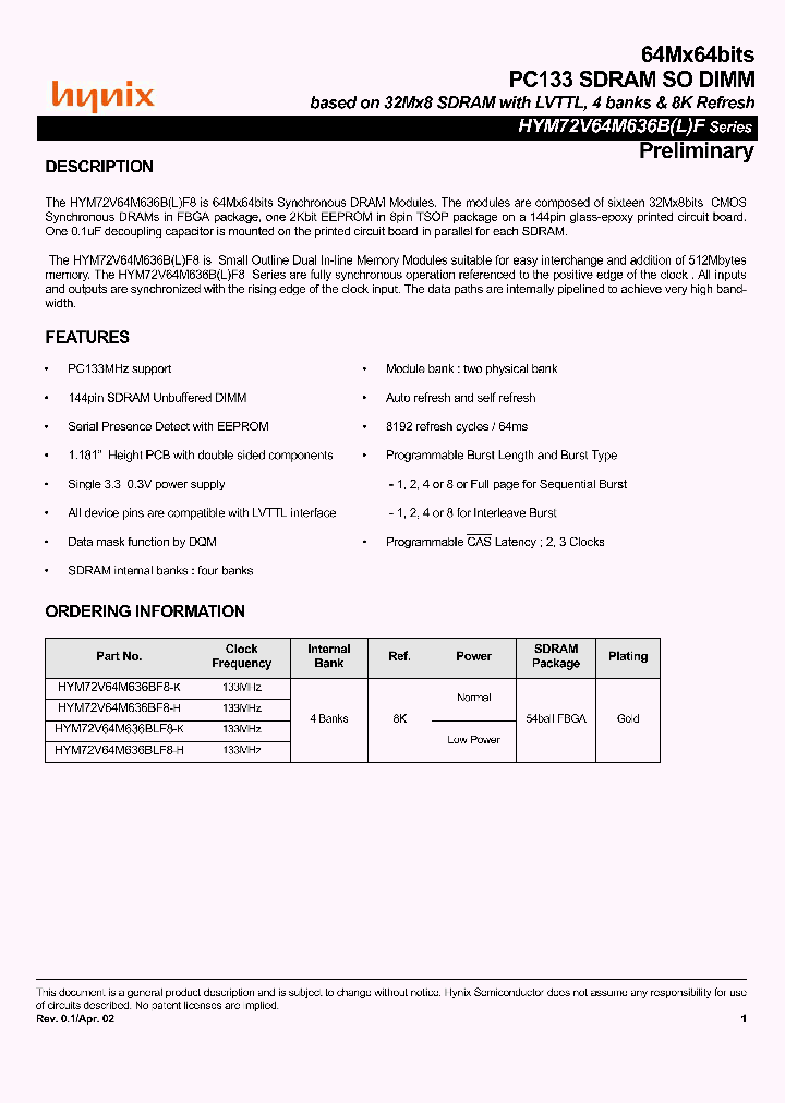 HYM72V64M636BLF8_6826014.PDF Datasheet