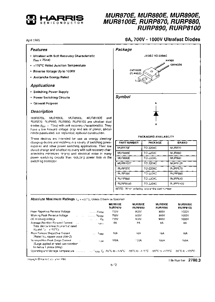 MUR880E_6838300.PDF Datasheet