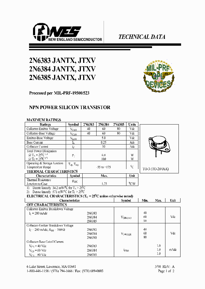 JANTXV2N6384_6849391.PDF Datasheet