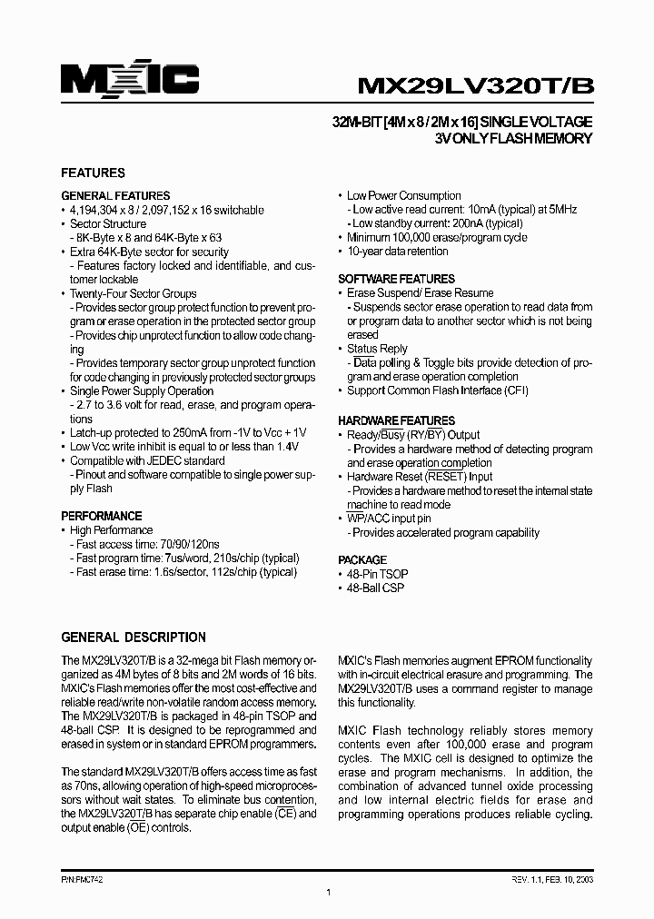 MX29LV320BXBI-70R_6868028.PDF Datasheet