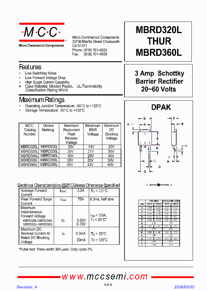 MICROCOMMERCIALCOMPONENTS-MBRD320L-TP_6873075.PDF Datasheet