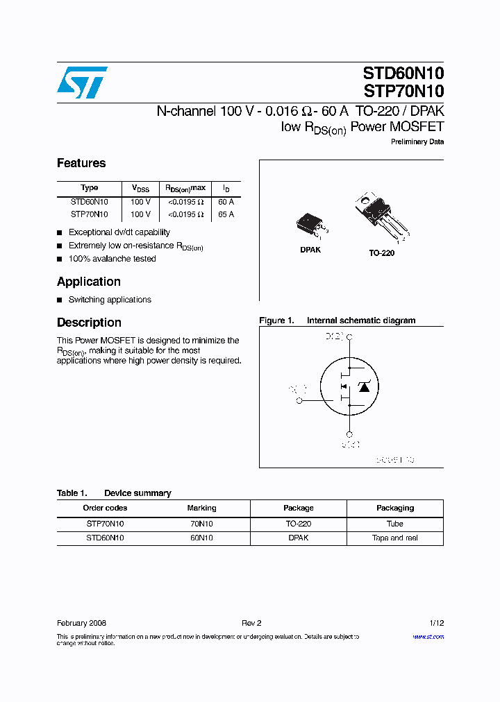 STP70N10_6873578.PDF Datasheet