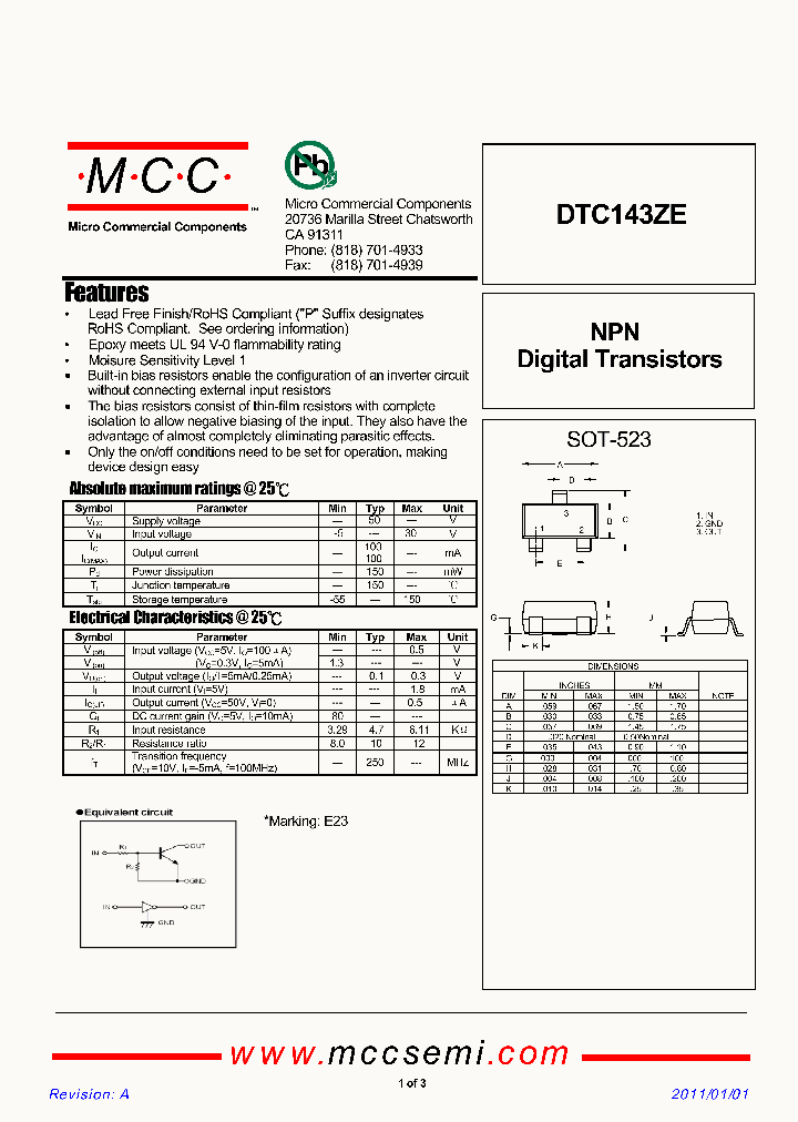 DTC143ZE_6954210.PDF Datasheet