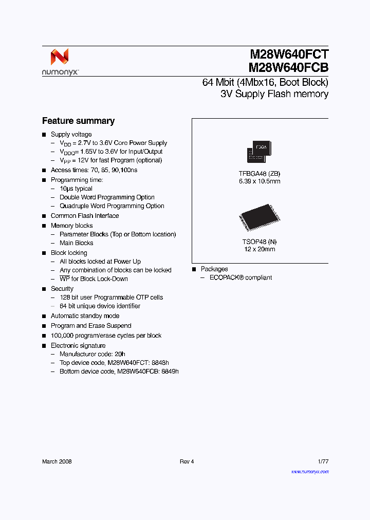 M28W640FCT85N6F_6886709.PDF Datasheet