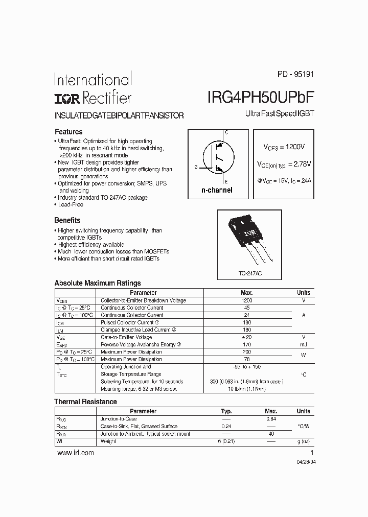IRG4PH50UPBF_6957617.PDF Datasheet