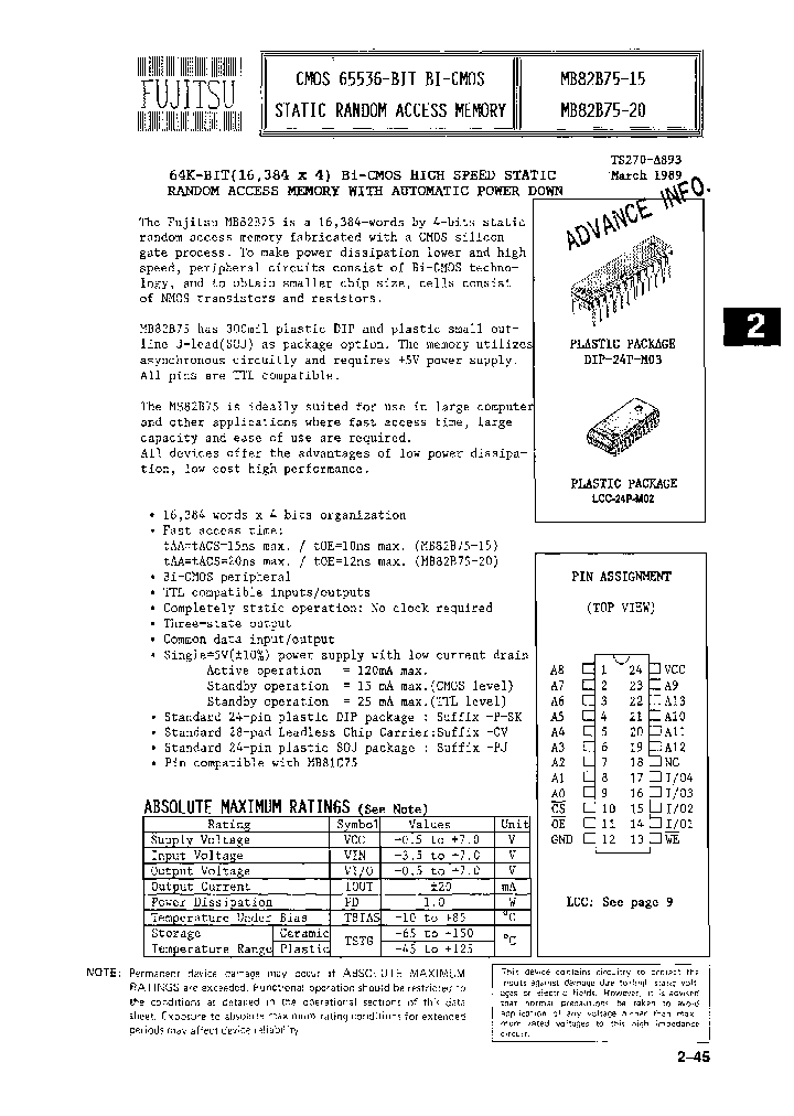 MB82B75-20P-SK_6913998.PDF Datasheet