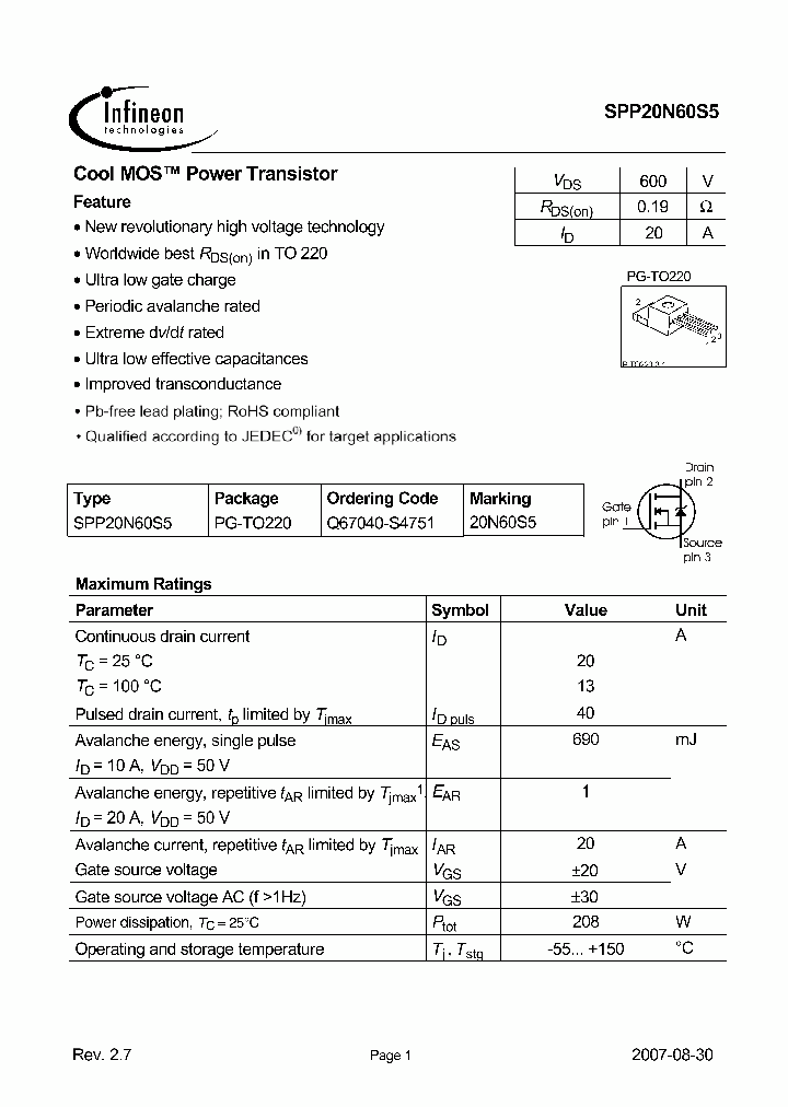 SPP20N60S5_6948135.PDF Datasheet