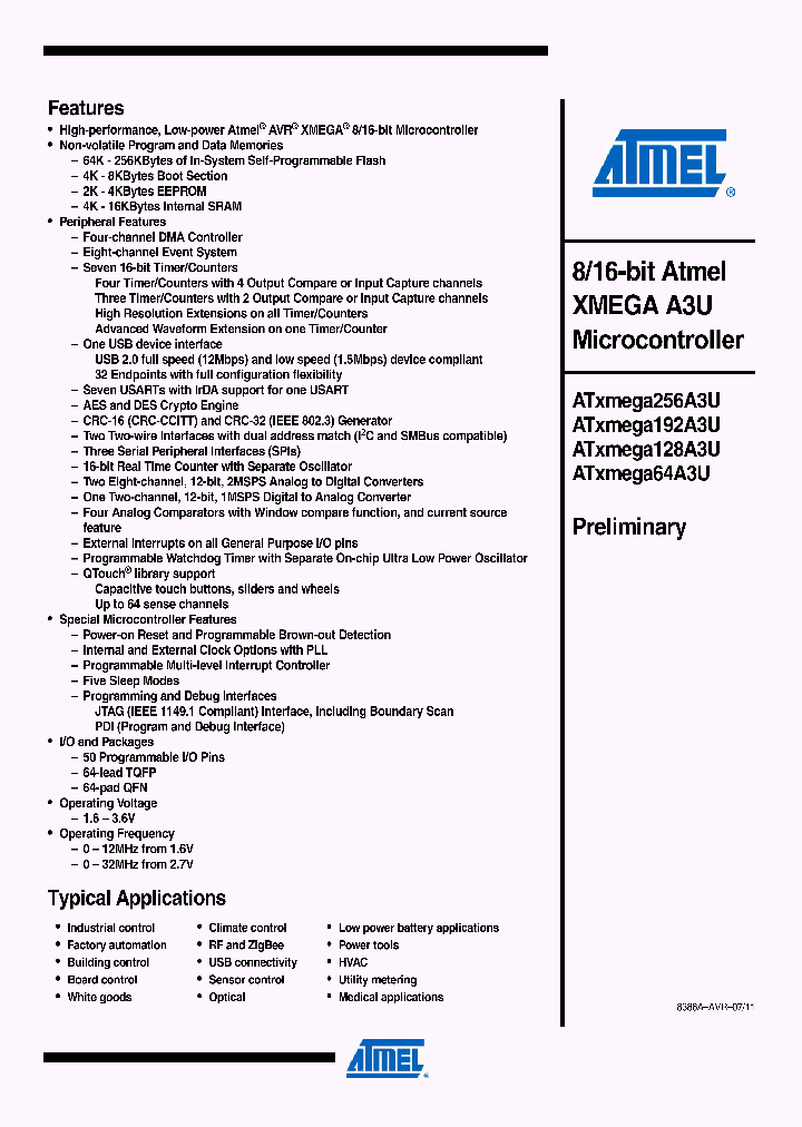 ATXMEGA256A3U_6992687.PDF Datasheet