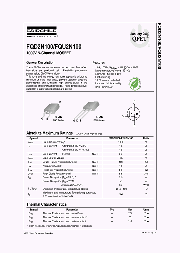FQD2N100TM_7012650.PDF Datasheet