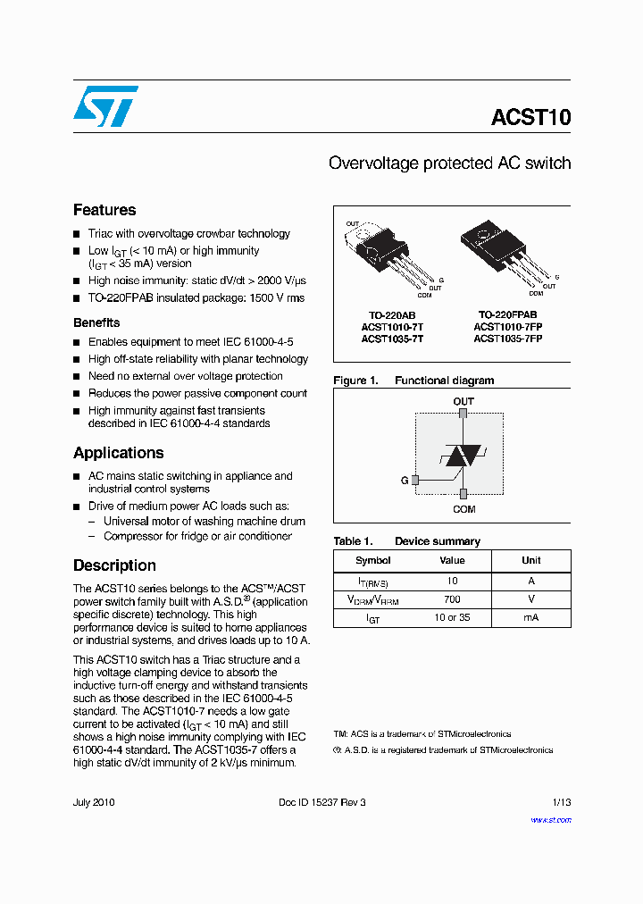 ACST1035-7FP_7013026.PDF Datasheet