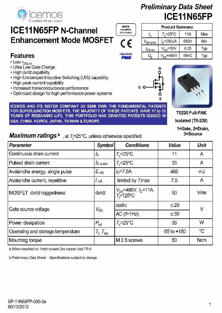 ICE11N65FP_7049018.PDF Datasheet