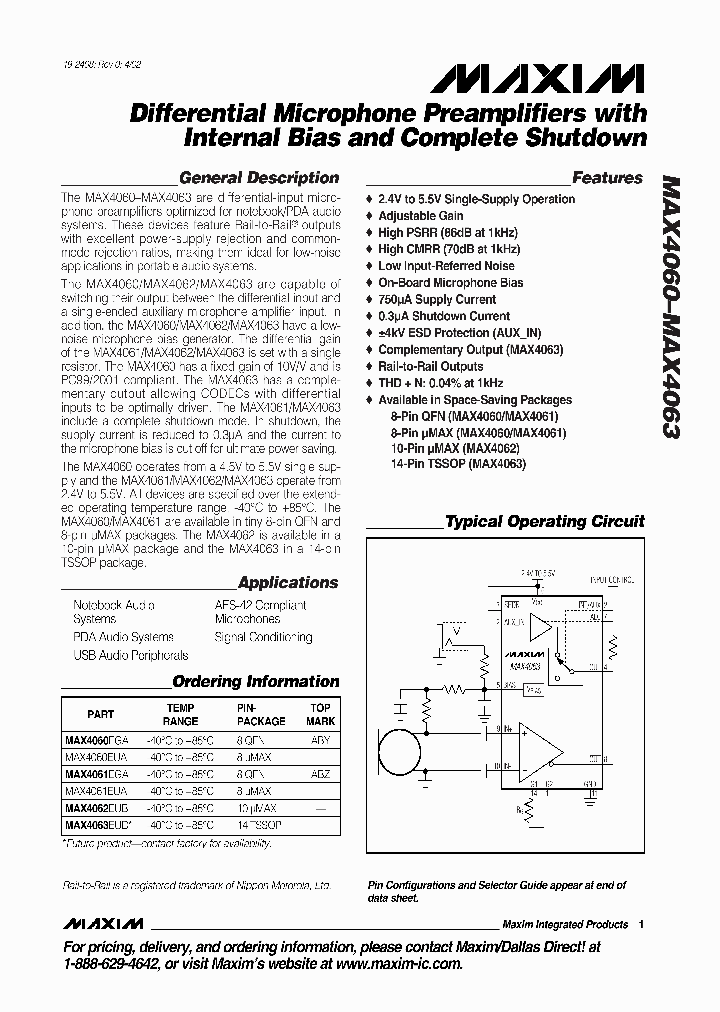 MAX4060EGA_7072291.PDF Datasheet