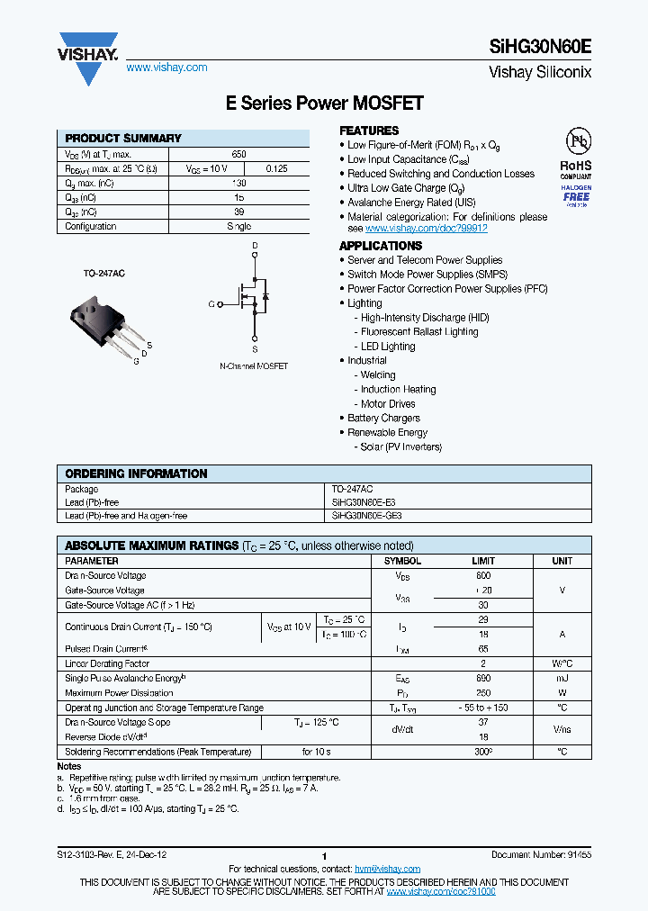 SIHG30N60E13_7099912.PDF Datasheet