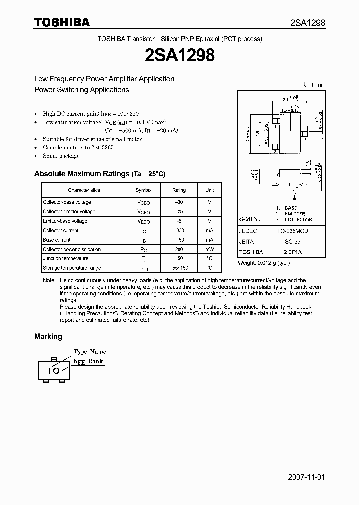 2SA1298-YTE85LF_7128003.PDF Datasheet