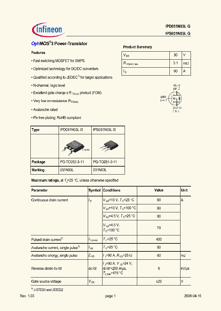 IPD031N03L-G_7147510.PDF Datasheet