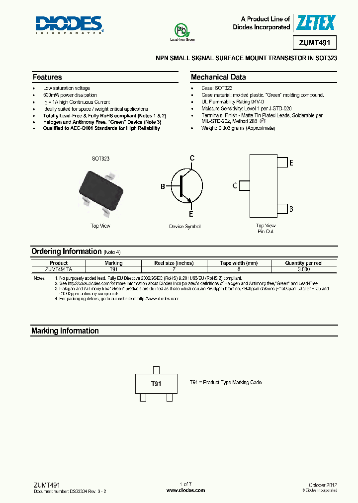 ZUMT491TA_7221337.PDF Datasheet