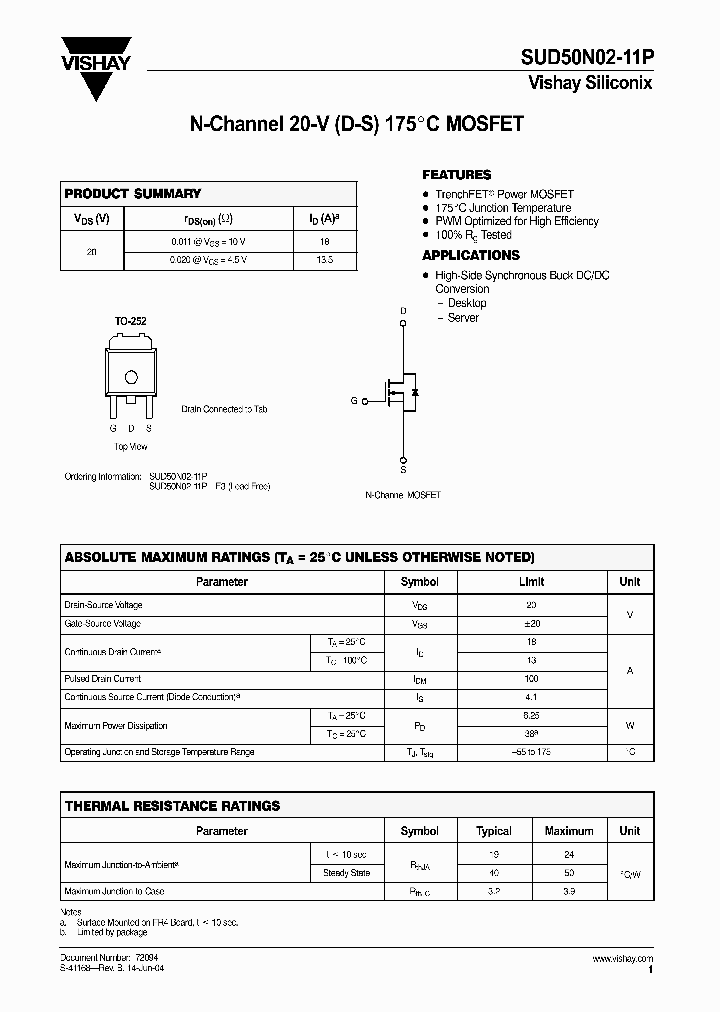 SUD50N02-11P-E3_7233300.PDF Datasheet