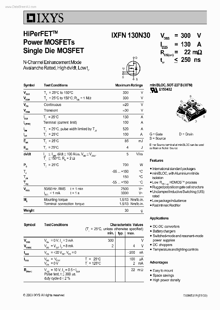 IXFN130N30_7234387.PDF Datasheet