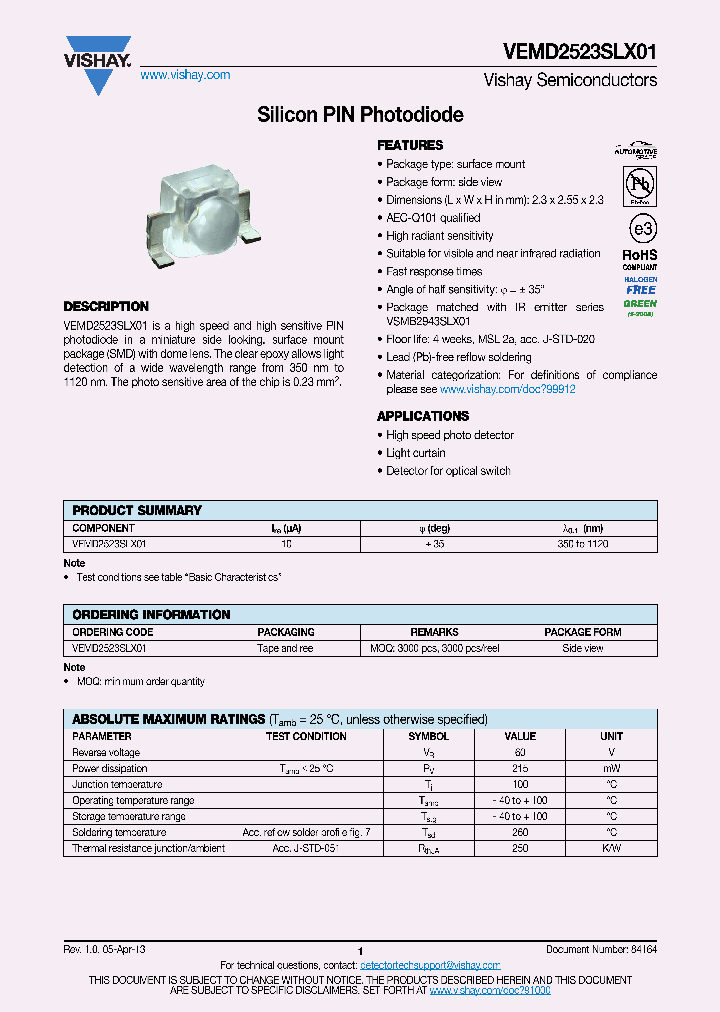 VEMD2523SLX01_7245906.PDF Datasheet