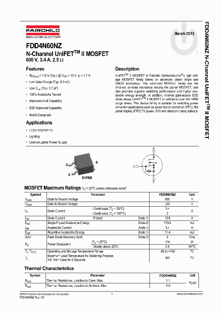 FDD4N60NZ_7248688.PDF Datasheet
