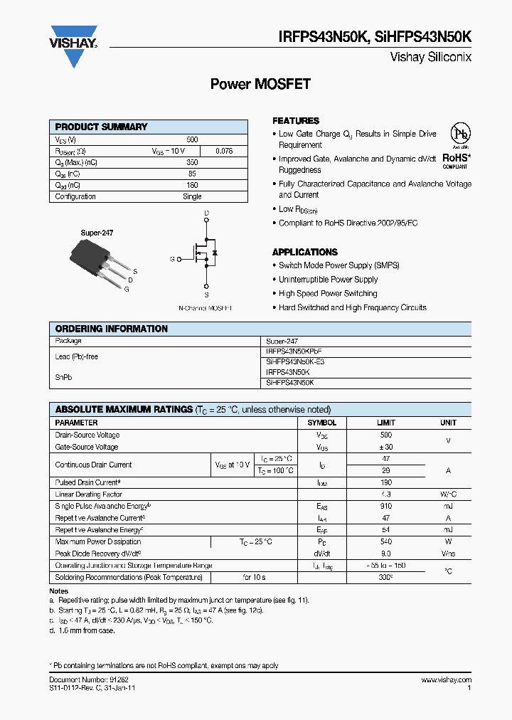 IRFPS43N50K_7256442.PDF Datasheet