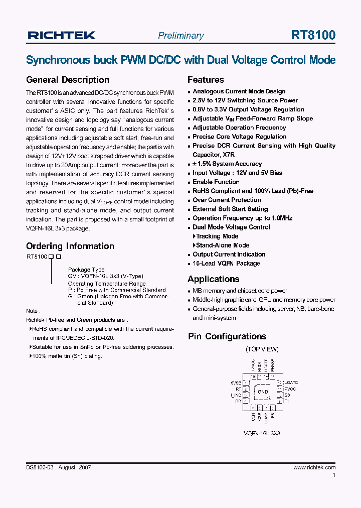 RICHTEKTECHNOLOGYCORPORATION-RT8100PQV_7276240.PDF Datasheet