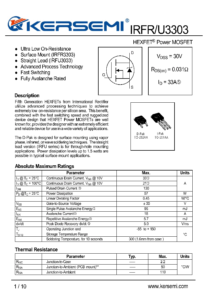 IRFRU3303_7284205.PDF Datasheet