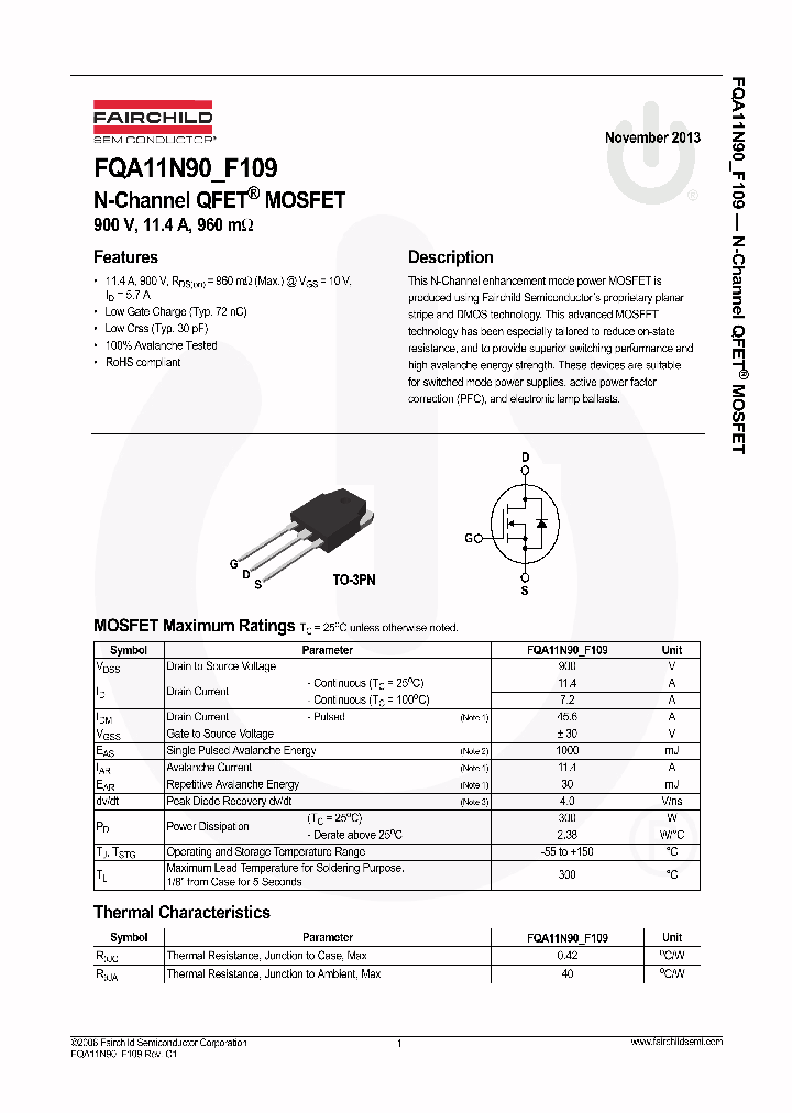 FQA11N90-F109_7288787.PDF Datasheet