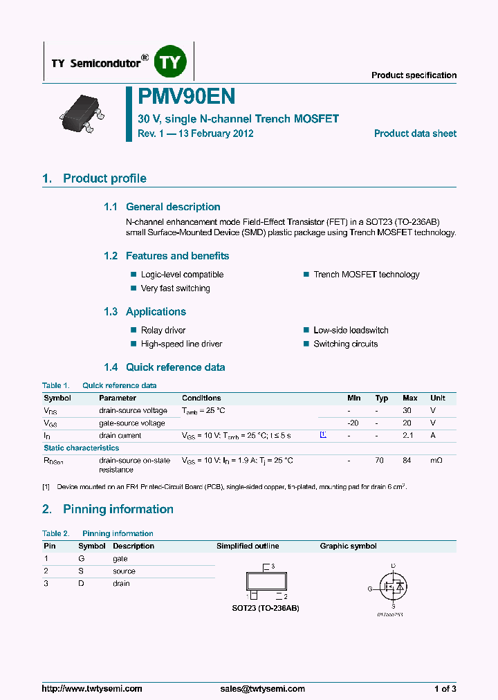 PMV90EN_7303371.PDF Datasheet
