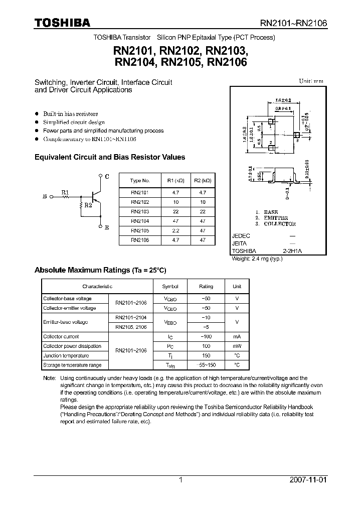 RN2101F_7307012.PDF Datasheet