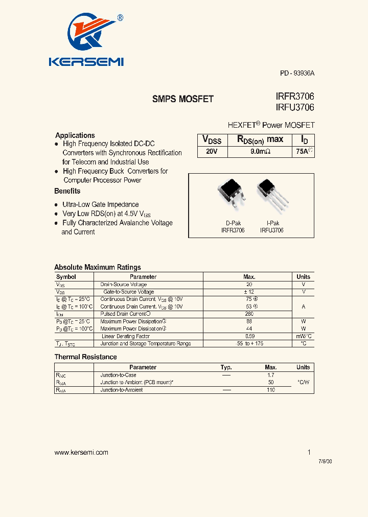 IRFR3706_7311076.PDF Datasheet