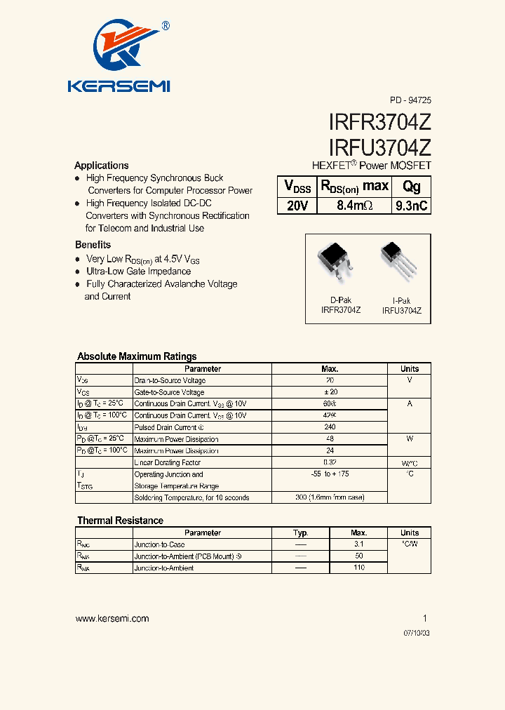 IRFR3704Z_7311074.PDF Datasheet