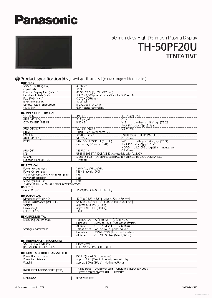 TH-50PF20U_7313973.PDF Datasheet