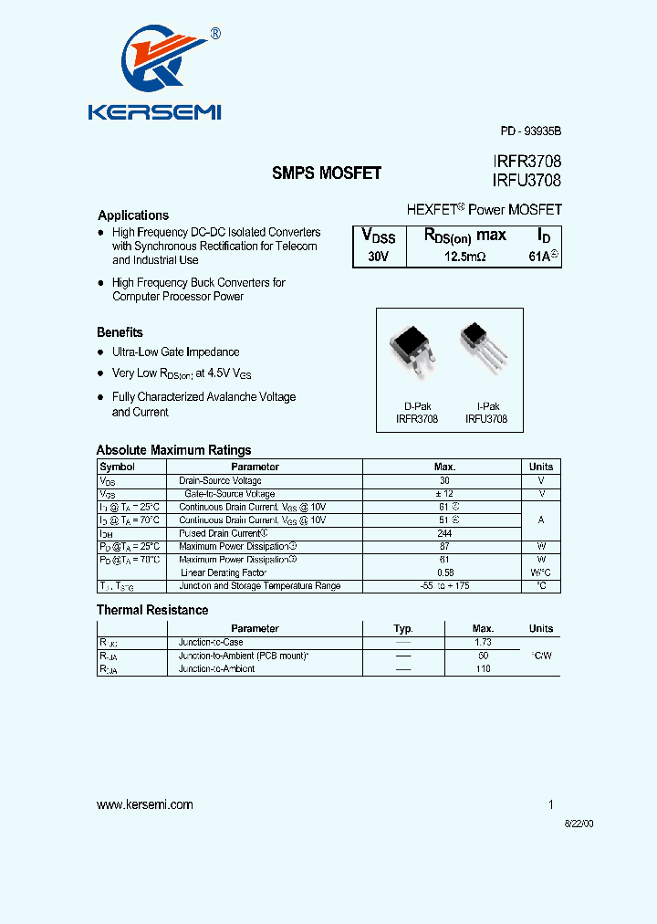 IRFU3708_7325500.PDF Datasheet