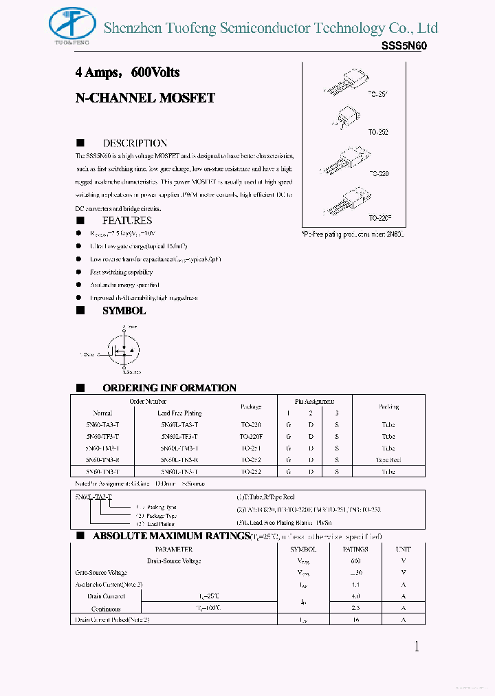 SSS5N60_7331032.PDF Datasheet