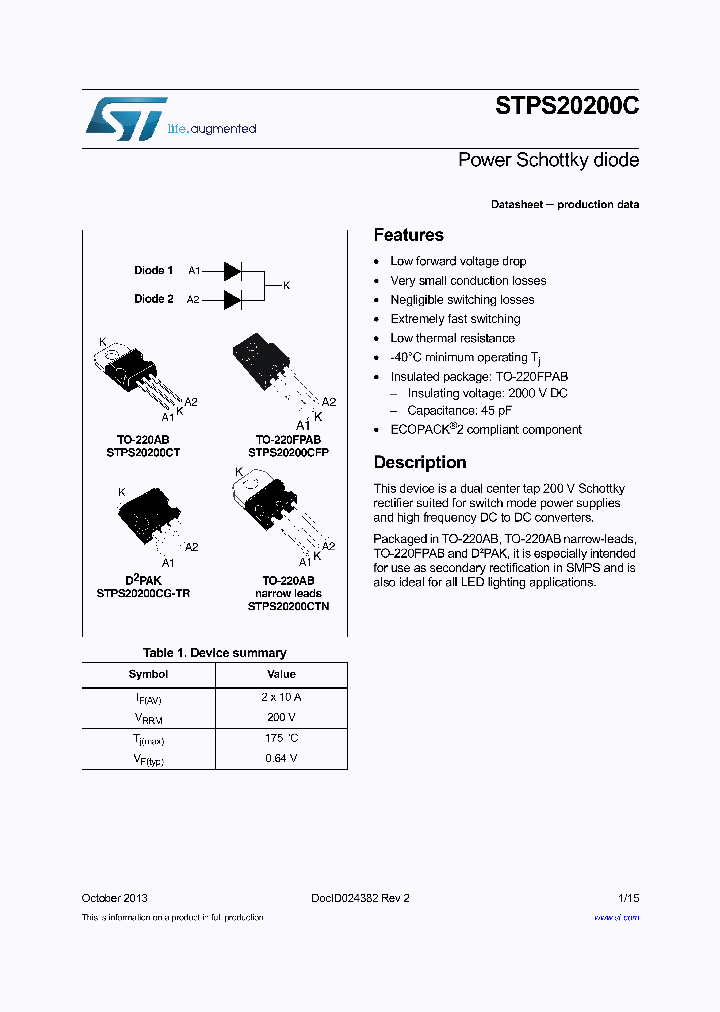 STPS20200C_7332182.PDF Datasheet