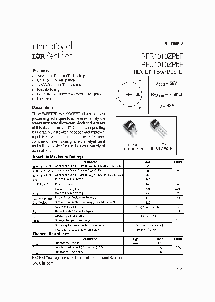 IRFU1010ZPBF_7345082.PDF Datasheet