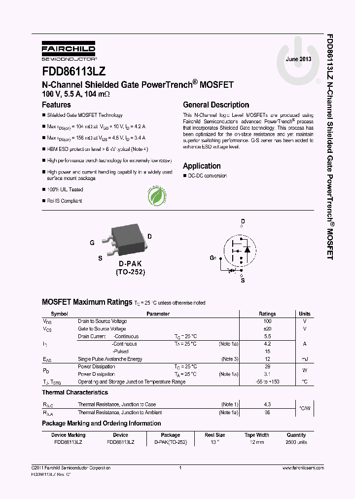 FDD86113LZ_7352311.PDF Datasheet