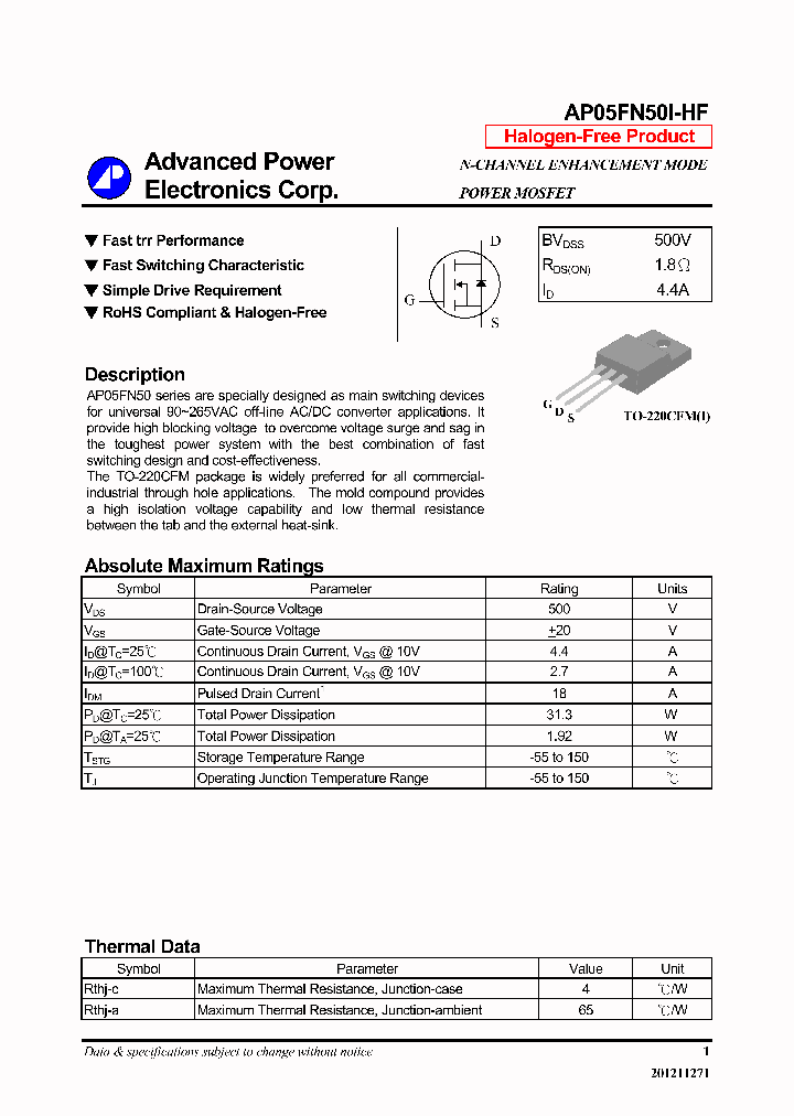 AP05FN50I-HF_7354800.PDF Datasheet