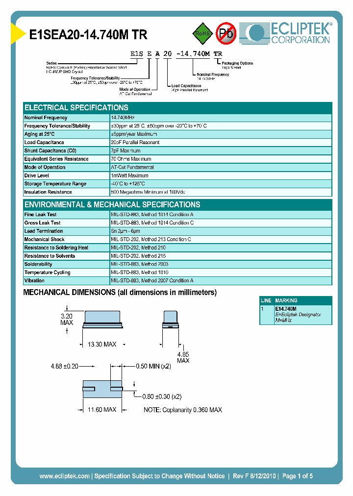 ECLIPTEKCORP-E1SEA20-14740MTR_7376438.PDF Datasheet