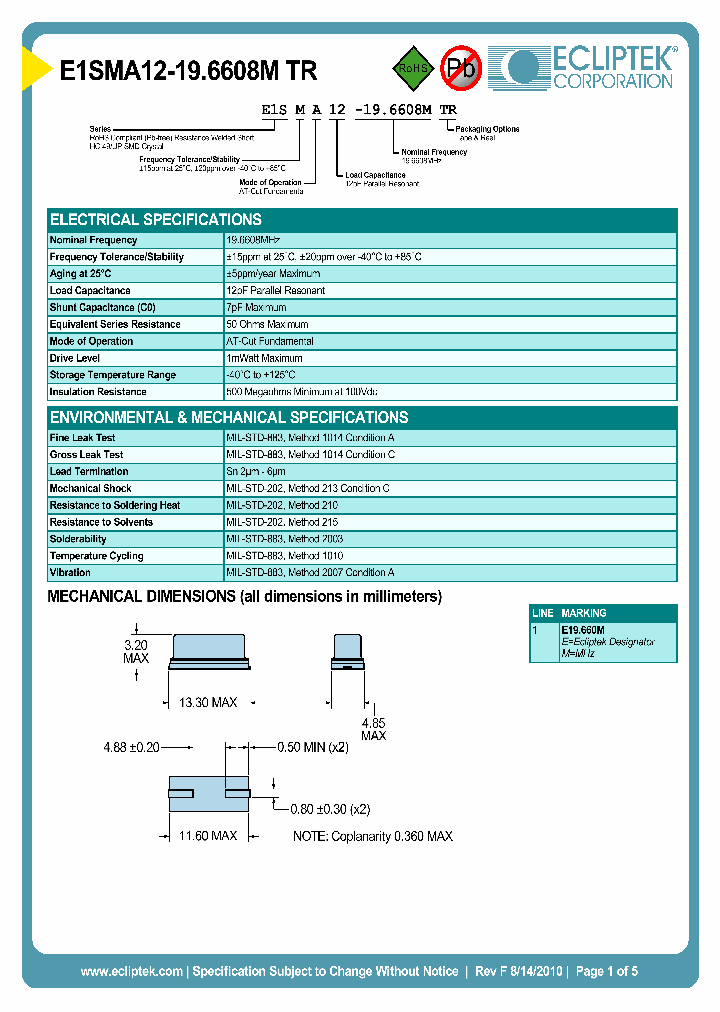E1SMA12-196608MTR_7380567.PDF Datasheet