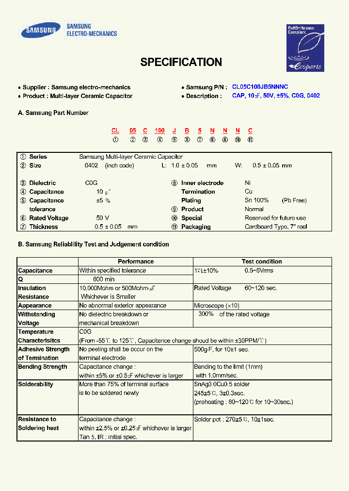 CL05C100JB5NNNC_7397830.PDF Datasheet